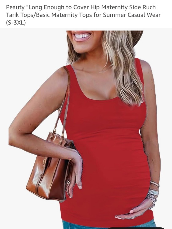 Tops - Maternity Scoop Neck Tank Top in Red
